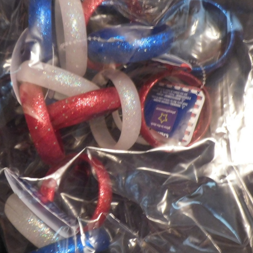 RED,WHITE,BLUE BRACELETS 3 IN PACK 5 PACKS IN BAG